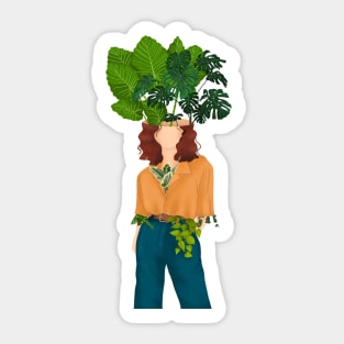 Plant Head, Girl Illustration 11 Sticker